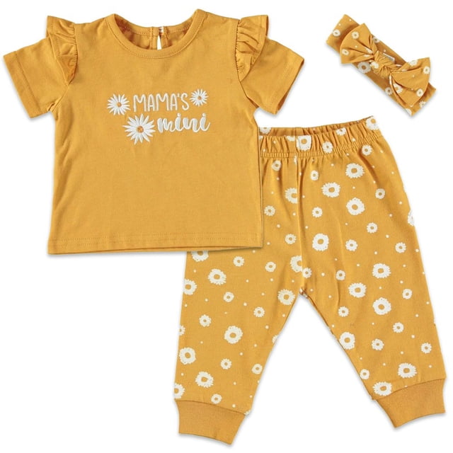 CHUANK Girl 3 PC French Terry Jogger Set Sizes Newborn-24 Months
