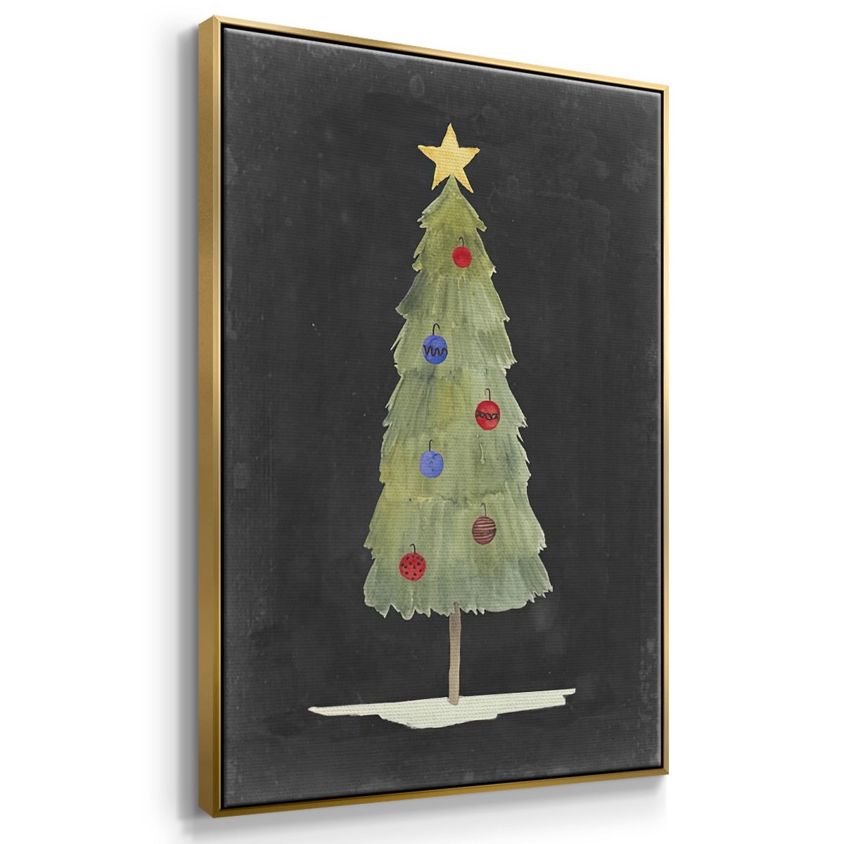 Christmas Glow II - Framed Gallery Wrapped Holiday Canvas - 27 x 41 - Gold Frame