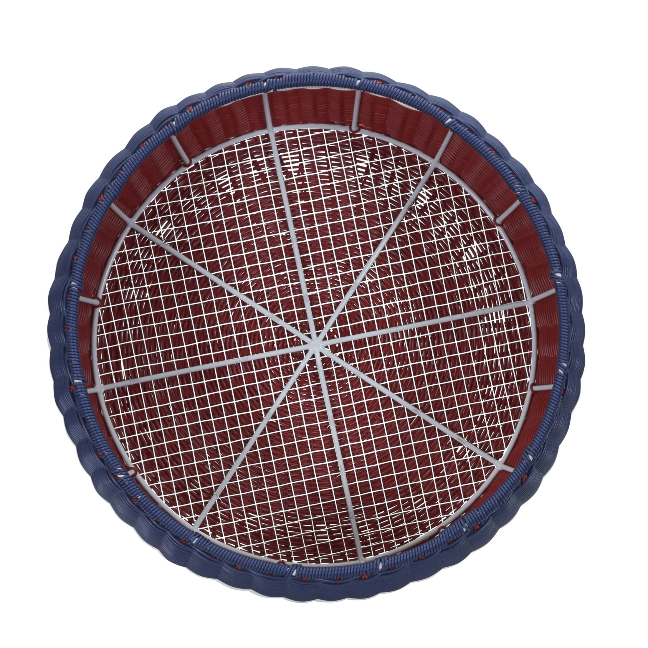 Household Essentials Handwoven Resin Ottoman Table, Red, White and Blue