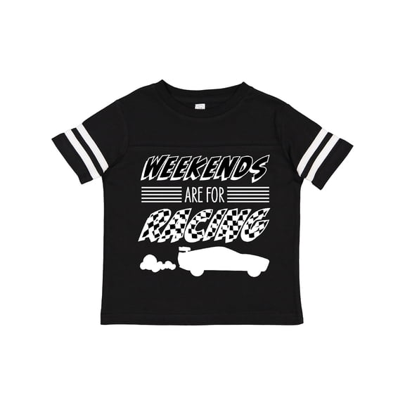 Inktastic Weekends Are for Racing Race Car Silhouette and Racing Flag Boys or Girls Toddler T-Shirt