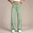 thumbnail image 6 of Mifsaly Womens Baggy Wide Leg Pants High Waisted Casual Trousers with Pockets Relaxed Fit Straight Bottom Everyday Streetwear Y2K Fashion Apparel Green,13-14 Years, 6 of 9