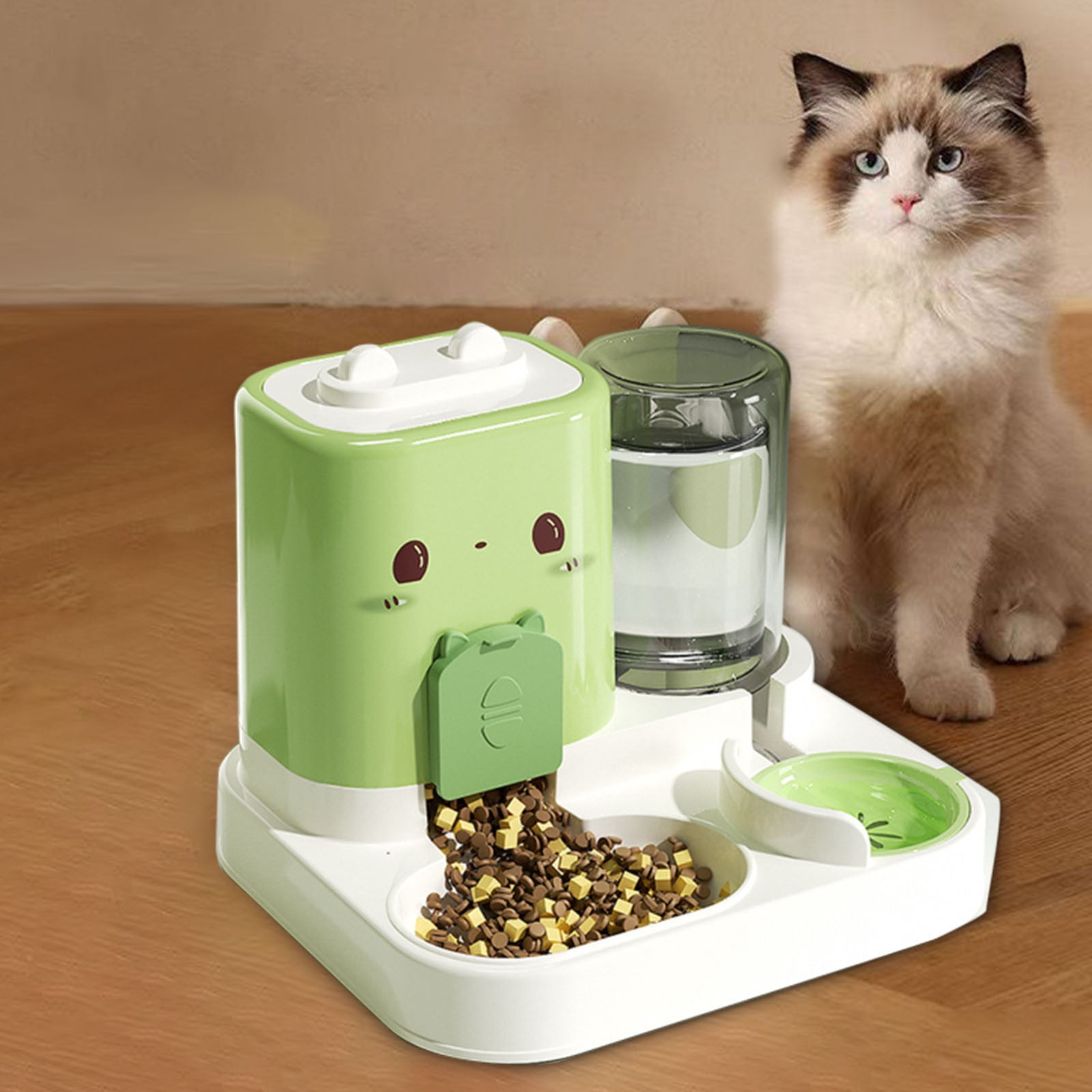 2 In 1 Automatic Pet Feeder with Integrated Water Dispenser Removable Portable Design Convenient Feeding Solution for Cats Dogs and Small Animals