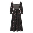 thumbnail image 5 of Eyicmarn Women Long Dress, Long Sleeve Dress Square Neck Embroidery Flower Loose Swing Dress, 5 of 9