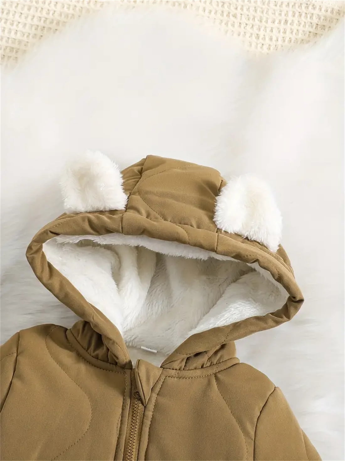 WIBACKER 3-24M Infant Hooded Thick Romper Long Sleeve Zipper Fleece Warm Winter Coat for Baby Toddler Boys Girls