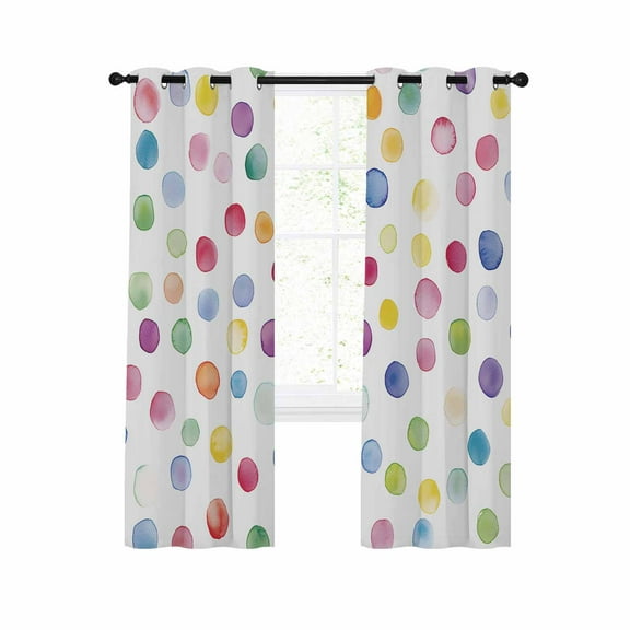 Rainbow Boho Blackout Curtains 96 Inches Long for Bedroom, Colored Minimalist Geometric Polka Dots Thermal Insulated Room Darkening Black Out Window Curtain Panels Grommet Drapes for Living Room