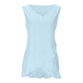 thumbnail image 6 of ClodeEU Women's V Neck Sleeveless Tank Top with Ruffle Hem,Casual Solid Color Layered Blouse Light Blue,Womens Plus XL, 6 of 7