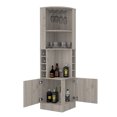 thumbnail image 4 of Corner Bar Cabinet with Two-Doors and 12 Wine Glass Rack, Farmhouse Wine Bar Cabinet with 8 Cubbies for Bottles, Home Bar with 2shelves for Dining Room/Living Room/Kitchen, Light Gray, 4 of 9