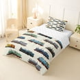 thumbnail image 3 of Castle Fairy Watercolor Train Set Twin Comforter Sets 3-Piece for Boys, Retro Engine Print Bedding Set for Bedroom, Blue Brown, 3 of 6