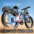 thumbnail image 3 of YareYi Electric Bike for Adults 26", 750W Rated E-Mountain Bicycle, 28MPH Fat Tire Ebike, 48V 15Ah Removable Battery, 7 Speed and Front Suspension with Rear Rack, UL2849 Certified, Gray, 3 of 8