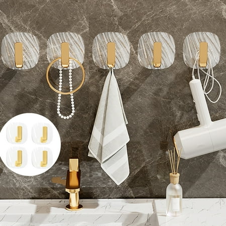 

riaocot 4Pcs Wall Sticky Hook Punch-free Square/ Traceless L-Hook Multifunctional Storage Waterproof Bedroom Closet Coat Hooks Bathroom Storage Hanger Household Products