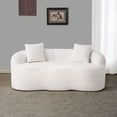 thumbnail image 3 of Living Room Sofas White Curved Loveseat Sofa with Round Armrest, Compression Couch with 2 Pillows, Cream Couch for Small Space, Living Room, Bedroom, No Assembly,Comfortable Sofas, 3 of 24