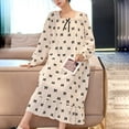 thumbnail image 4 of Defitshape Women's Cute Long Sleeve Nightgown Padded Midi Sleep Dress Ruffle Nighty Cotton Sleepwear Beige 8-10, 4 of 4