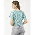 thumbnail image 2 of Moomaya Women Printed Crop Top, Front Knot Short Sleeves Round Neck Summer Top, 2 of 8