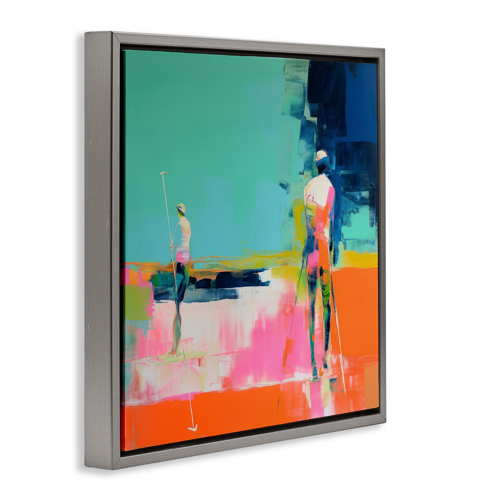 Stupell Industries Golf Course View Abstract Painting Gray Floater Framed Canvas Art Print Wall Art, 25 x 25