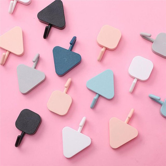 5pcs Adhesive Hooks Cute Key Hooks Double-sided Adhesive Square Key Placement Classification For Entryway Door Bathroom Kitchen
