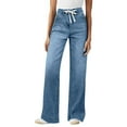 thumbnail image 6 of Guluxicc Jeans for Women Casual Drawstring Elastic Waist Straight Leg Denim Pants High Rise Outdoor Business Work Pants Trousers, Blue, M, 6 of 8