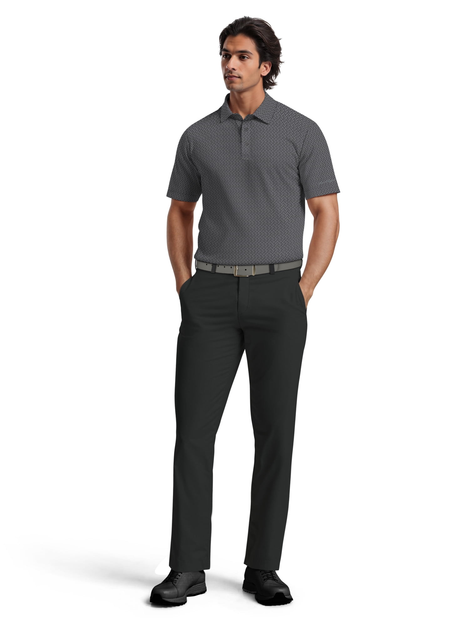 Ben Hogan Men's & Big Men's Performance Mini Geometric Print Short Sleeve Golf Polo Shirt, Sizes S-5XL