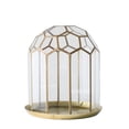 thumbnail image 1 of Creative Co-Op Honeycomb Glass Cloche and Tray in Antique Brass Finish (Set of 2 Pieces), 1 of 2