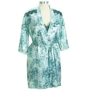 Women's Plus Satin Teal Wrap Mini-Robe