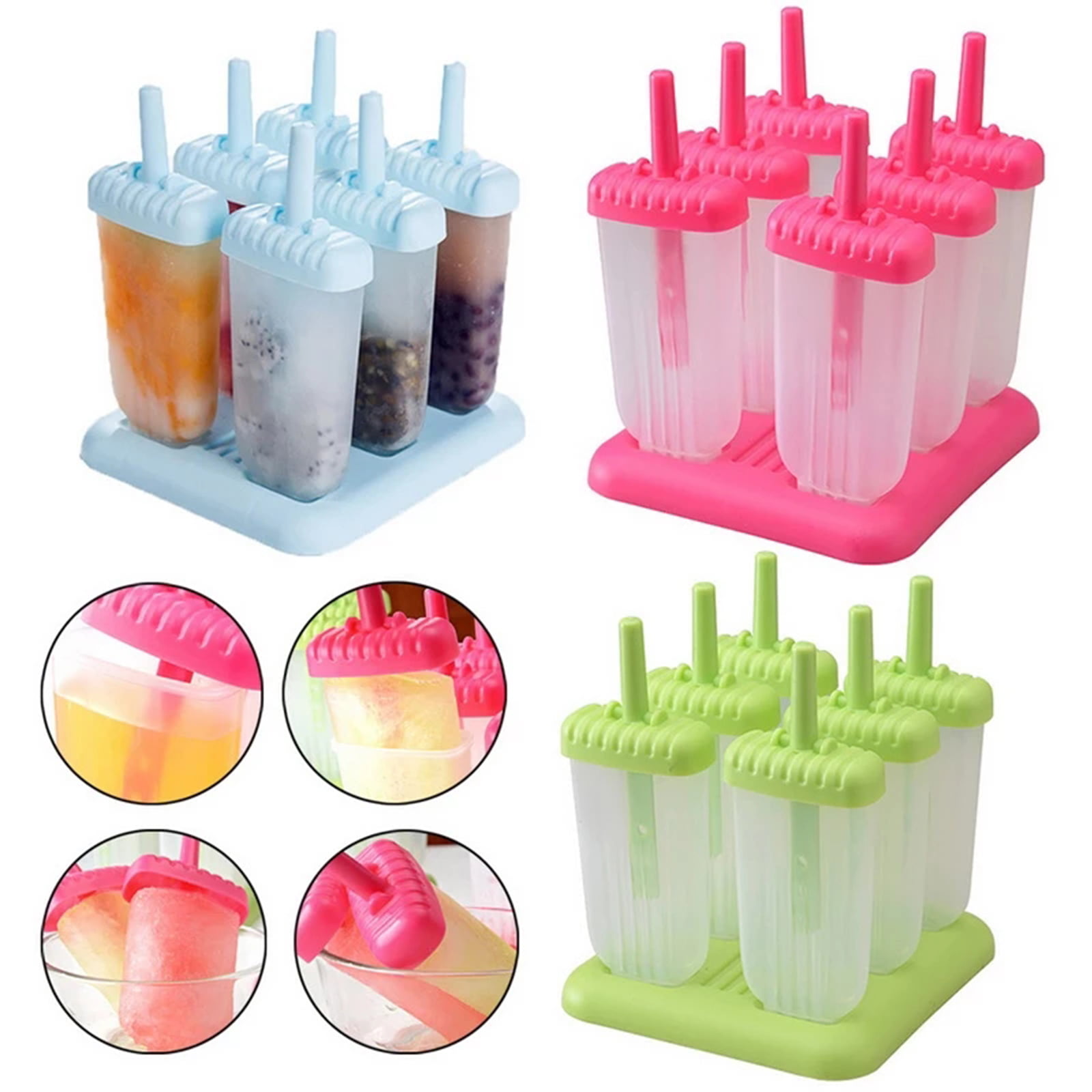 Molds Set Ice Cream Reusable Silicone DIY Popsicle Moulds for Kids,Toddlers and Adults Ice Lolly Makers Ice Lolly Moulds Blue, Small 