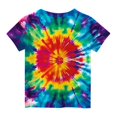 thumbnail image 5 of AherBiu Toddler Girls Clothes Tie-Dye Tops Short Sleeve Summer Casual Loose Crewneck Top Tees Tshirt for Kids, 5 of 5