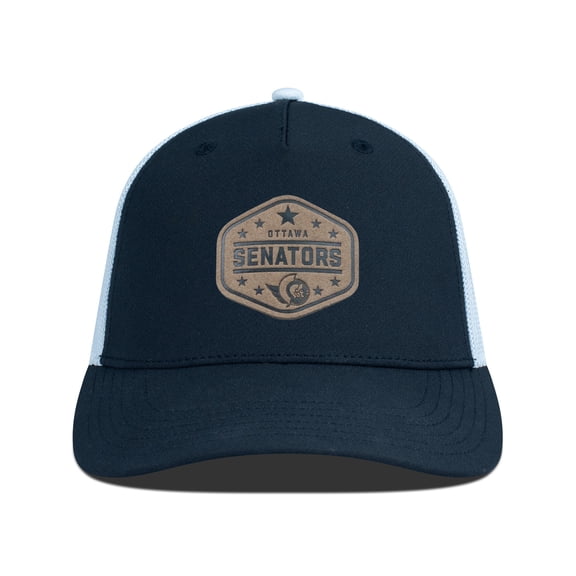 Men's Levelwear  Black Ottawa Senators Faux Leather Patch Structured Adjustable Hat