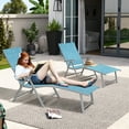 thumbnail image 3 of Crestlive Products Set of 2 Outdoor Aluminum Folding Patio Chaise Lounge Chairs, Blue, 3 of 5