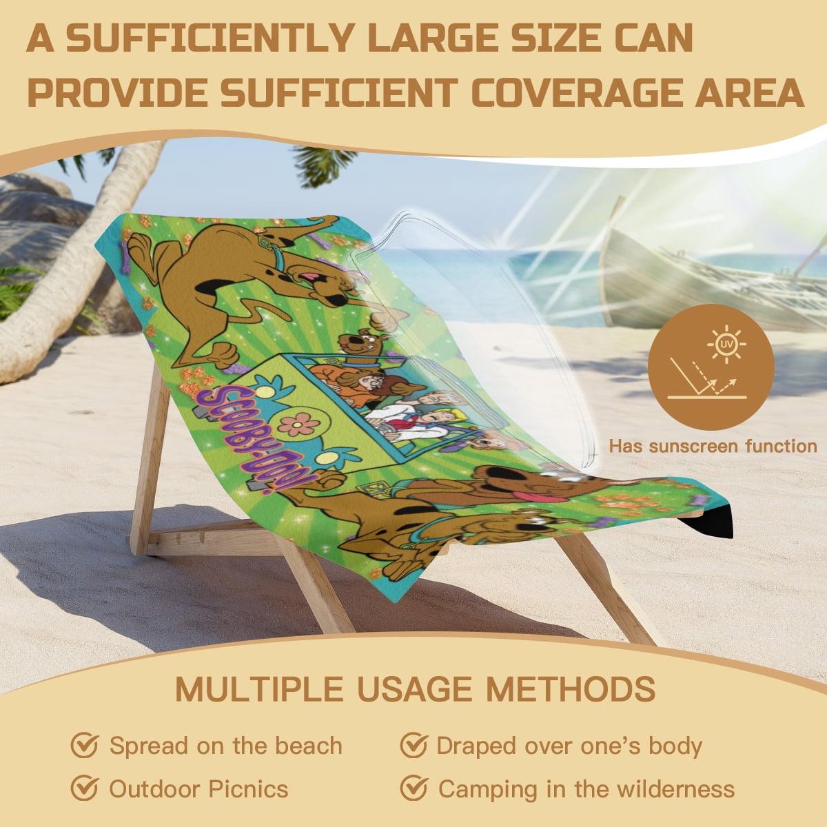 Scooby Beach Towel Gift for Women Girls Boys Teenager Men 30"x60" Quick Drying Microfiber