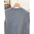 thumbnail image 5 of 1pc Solid Color Cropped Round Neck Asymmetrical Button Design Fashion Layering Sleeveless Knit Vest Tank Top Summer, Effortless Style, 5 of 11