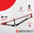 thumbnail image 3 of Syndyt 185 Junior BMX Racing Bike Frame – 18.5” Top Tube, 6061-T6 Aluminum (2.81 lbs), Tapered 38/42 Head Tube,Standard Euro BB, 10/15 mm Hubs, 140mm Disc Brake, Chain Tensioners – Red Bicycle Frame, 3 of 9