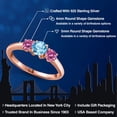 thumbnail image 2 of Gem Stone King 18K Rose Gold Plated Silver Swiss Blue Topaz and Pink Moissanite Engagement Ring for Women | 1.11 Cttw | Round 5MM | Gemstone November Birthstone | Size 9, 2 of 6