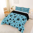 thumbnail image 2 of Homewish Cartoon Dog Paws Full Size Comforter Sets,Pet Lover Bedding Comforter Set,Blue,Black Reversible,3pcs,1 Comforter and 2 Pillowcases, 2 of 7
