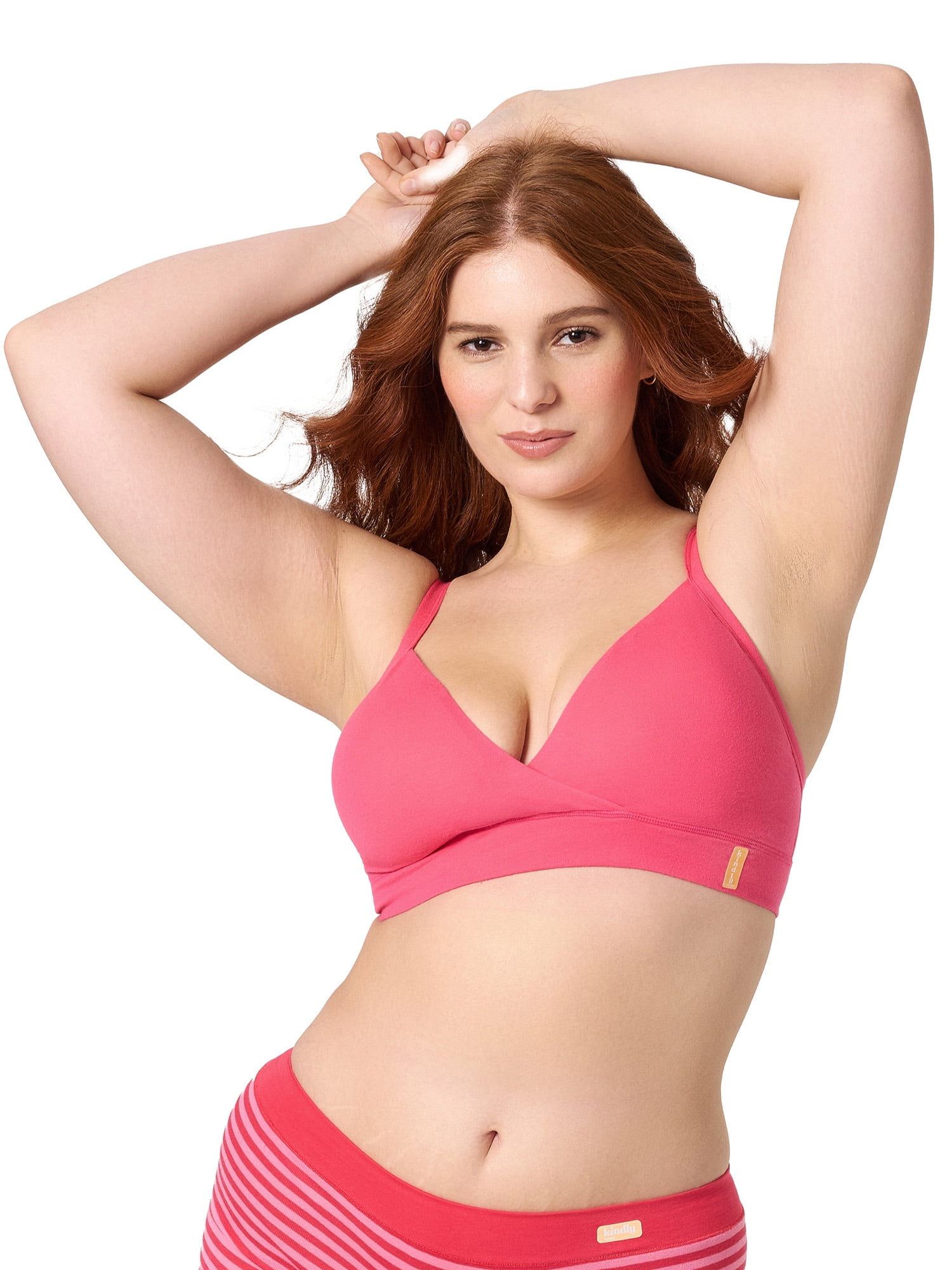 Kindly Yours Natural Comfort Cotton Wire-Free Pullover Wrap Front Bralette, Sizes S-XXXL