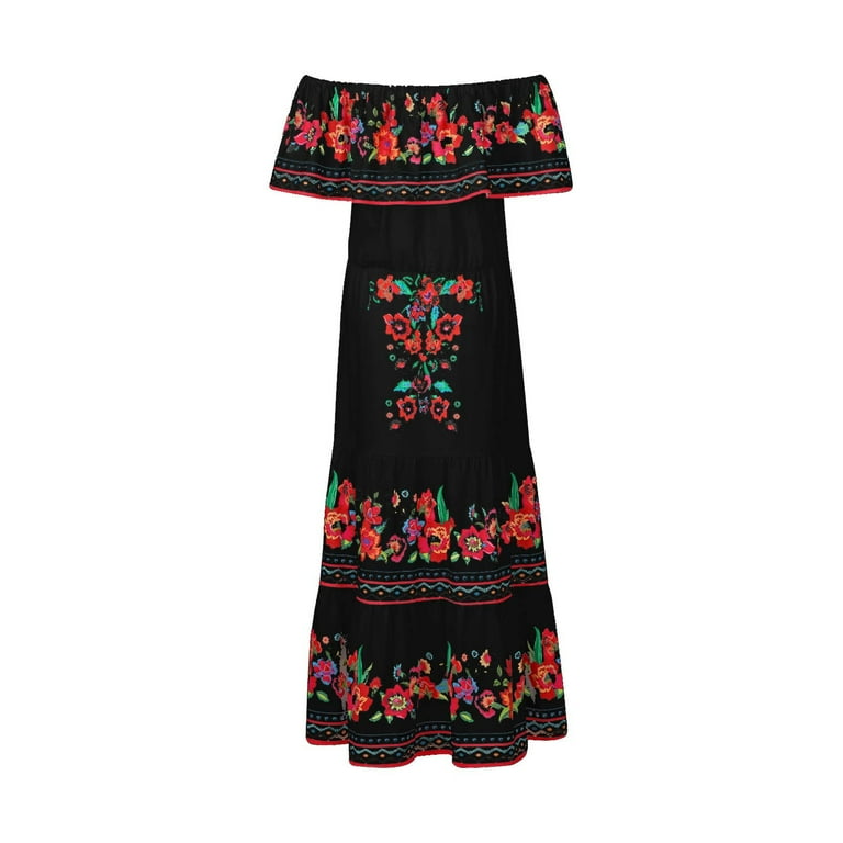 Mexican long best sale dress