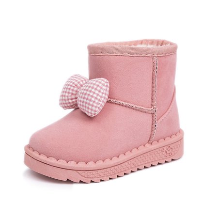 

Children‘s Snow Boots 2024 Winter New Girls Cute Bow Cotton Shoes Soft Bottom Ankle Boots fleece-lined Thick Cotton Boots