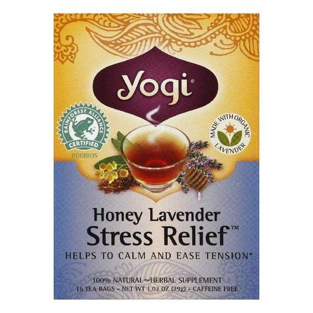 Yogi Honey Lavender Caffeine Free Stress Relief Tea, 16 BG (Pack of 6