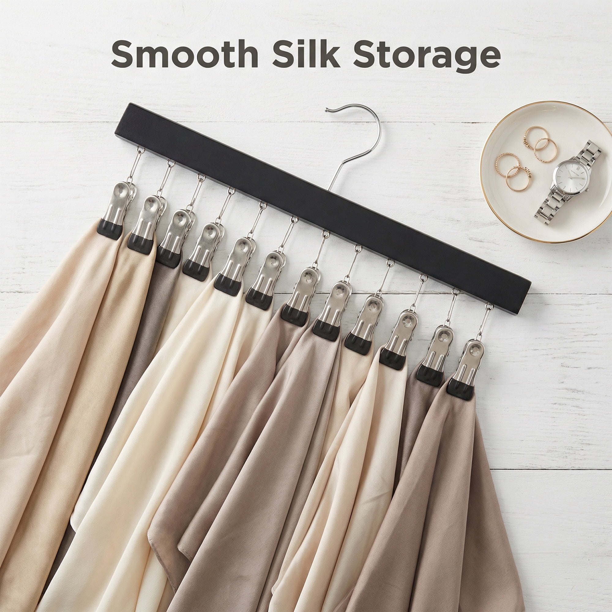 Unique Bargains Space Saving Wood Hat Hangers With 12 Hooks Black