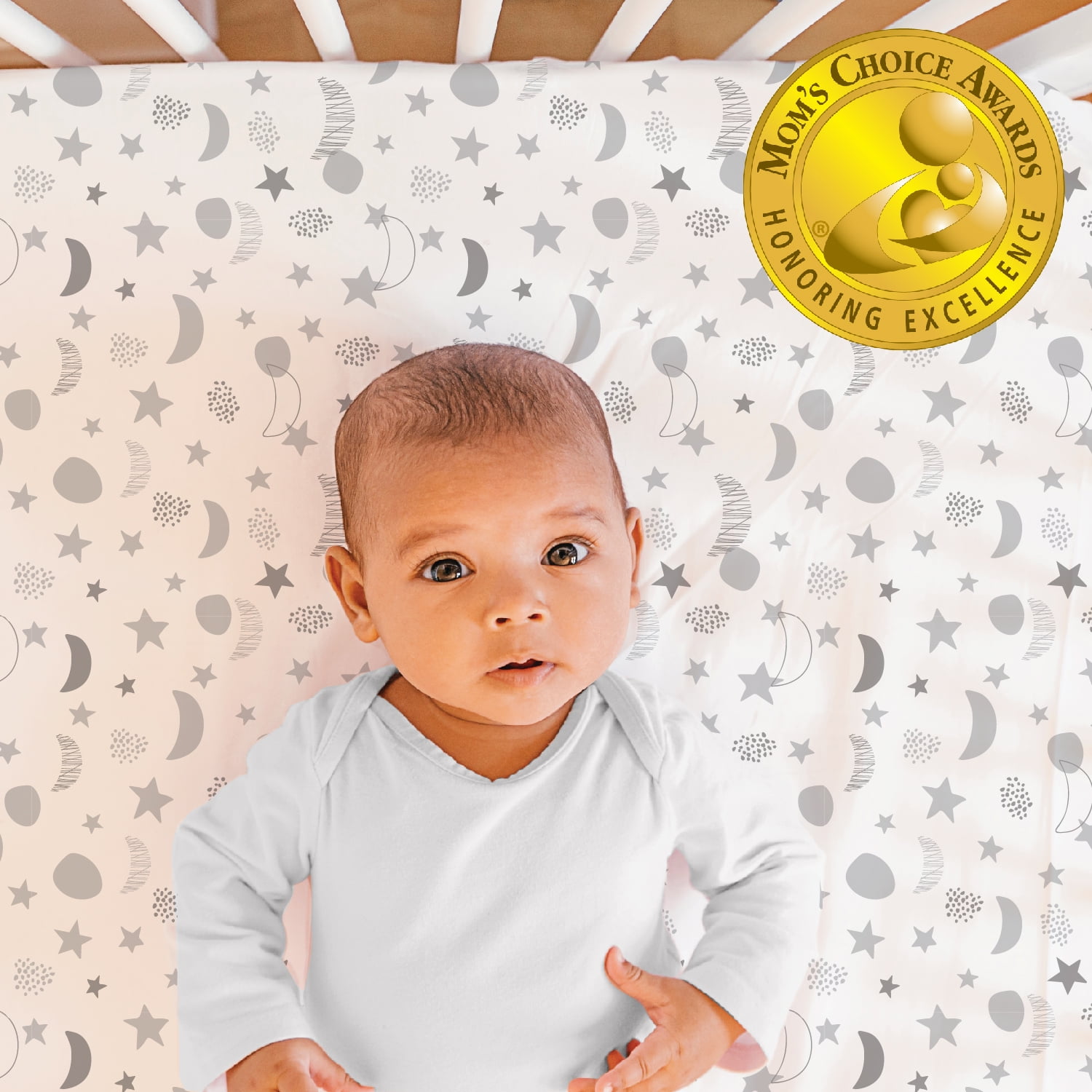 The Peanutshell Celestial Stars and Dinosaur Fitted Crib Sheets, Unisex 8-Pack Set, Grey, Blue, White