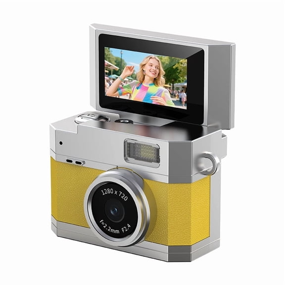 Retro CCD Mini Camera with 180 °   Flip Screen, Thumb-Sized Portable Keychain Cam for Beginners, HD Video & Beauty Filters (32GB Card   Card Reader Included)