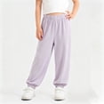 thumbnail image 2 of XUNKUSGA Summer Pants for Boys and Girls Sun Protection Quick Dry Mesh Baggy Joggers Casual Elastic Waist Cinched Bottom Girl Pants with Pockets,Purple,5 Years, 2 of 9