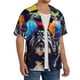 thumbnail image 2 of Fotbe Rainbow Bulldog Sunglasses Camisa Estampada de Manga Corta para Hombre, Casual de Verano, Estilo Playero, Sin Arrugas-Large, 2 of 5