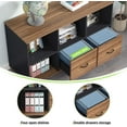 thumbnail image 5 of Tribesigns 2 Drawers Lateral File Cabinets Letter Size, 43 inches Mobile Filing Cabinet Printer Stand Office Cabinet with Wheels and Open Storage Shelves for Home Office,Wood, Rustic &Black Finish, 5 of 6