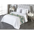 thumbnail image 3 of Jungle Floral Bed Runner, Aquarelle Flowers Boho with Leafy Pattern on Hues Back Dreamy Aura, Decorative Accent Bedding Scarf for Hotels Homes & Guest Rooms, Queen, Teal Coral Pale Green, by Ambesonne, 3 of 3