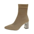 thumbnail image 5 of Wowcloth Women's Fashion Casual Ankle Boots – Fall Winter Solid Color Stretch Knit Sock Boots with Chunky High Heel for Trendy Everyday Wear, 5 of 9