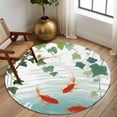 thumbnail image 2 of Round Rugs 7Ft, Japanese Carp Fish Round Area Rug Washable Indoor Throw Carpet, Oriental Art Rustic Leaves Vines Koi Fish Large Non Slip Circle Rug for Dining Room Playroom Home Decor Aesthetic, 2 of 8