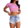 thumbnail image 2 of KelaJuan Women T-shirt, Short Sleeve Crew Neck Backless Tie-up Summer Ladies Crop Top for Party Club, 2 of 7