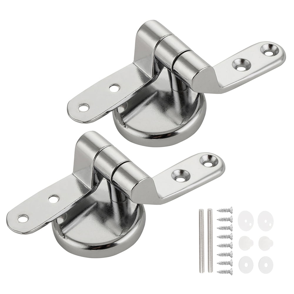 New Chrome Silver Toilet Seat Hinges Spare Universal Replacement with Fittings 