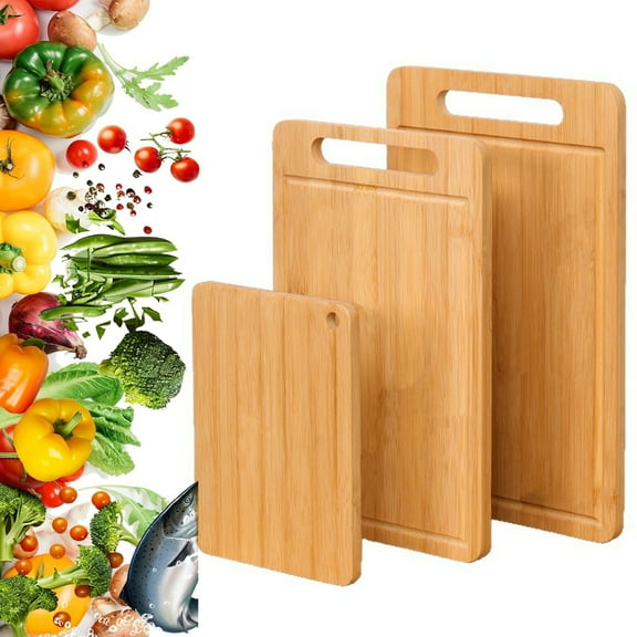 Bxaolu Bamboo Cutting Boards for Kitchen [1Pack] Wood Cutting Board for Chopping Meat, Vegetables, Fruits, Cheese, Knife Friendly Serving Tray with Handle,12"x8.66"