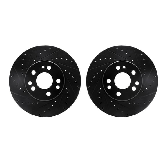 Dynamic Friction Company Front Brake Rotors-Drilled and Slotted-Black 8002-63017