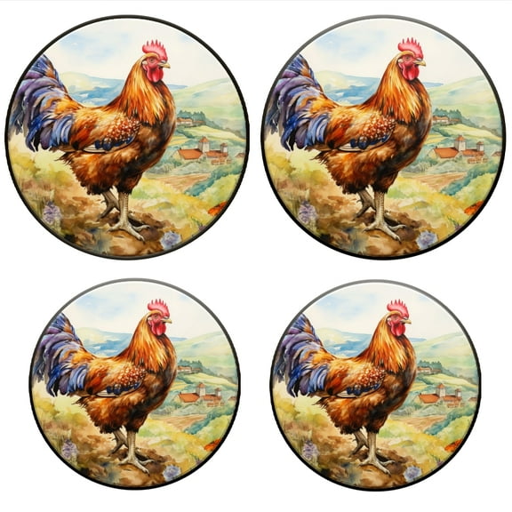 Bahomeck Electric Stove Burner Covers Set Of 4,Majestic Rooster Standing Tall On The Countryside Metal Gas Stove Burner Covers,Protecting Gas Stoves,8 Inch And 10 Inch